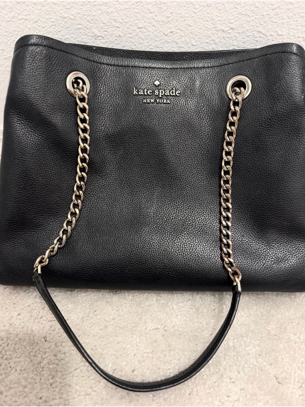 kate spade Black Leather Chain-Handle Tote